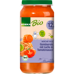 Bio EDEKA Gemüsereis mit Tomatensauce und Bio Lachs...