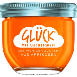 Glück Fruchtaufstrich Aprikose weniger Zucker 230g