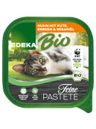 Bio EDEKA Katze Huhn&Pute mit Erbsen und Sesamöl 100g