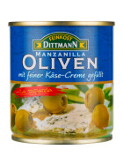 Feinkost Dittmann Manzanilla Oliven grün gefüllt mit Blue Cheese 200g