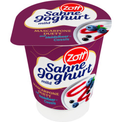 Zott Sahnejoghurt Mascarpone Duett Heidelbeer-Cassis 140g