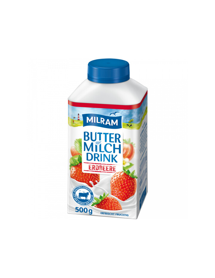 Milram Buttermilch Drink Erdbeere 500g