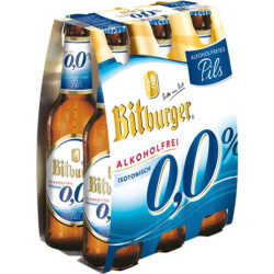 Bitburger 0,0% Alkoholfreies Pils 6x0,33l Träger