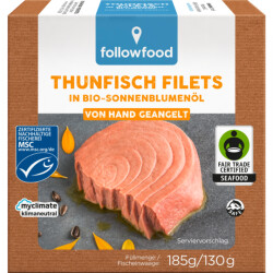Followfish Thunfischfilets in Bio-Sonneblumenöl 185g