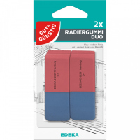 Gut & Günstig Radiergummi rot-blau 2er