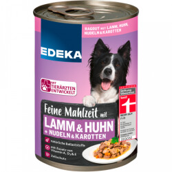 EDEKA Feine Mahlzeit mit Lamm,Huhn,Nudeln und Karotten 400g