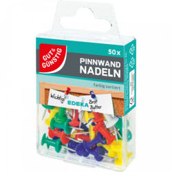Gut & Günstig Pinnwandnadeln farbig 50ST