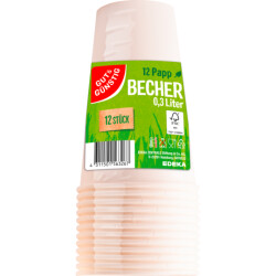 Gut & Günstig Pappbecher weiß 0,3l 12er