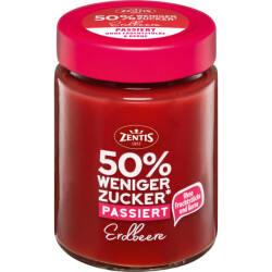 Zentis 50% wenig Zucker Erdbeer passiert 195g