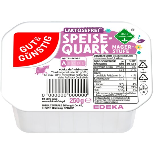 Gut & Günstig Magerquark laktosefrei 250g