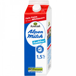 Bio Alnatura Haltbare Alpenmilch 1,5% 1l