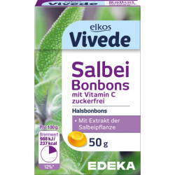 EDEKA elkos VIVEDE Salbei Bonbons zuckerfrei 50g