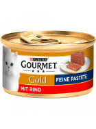 Gourmet Gold Feine Pastete mit Rind Katzennassnahrung 85g