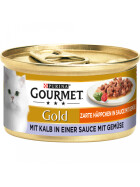Gourmet Gold Leckerbissen in Sauce Kalb&Gemüse Katzennassnahrung 85g