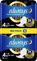 Always Ultra Secure Night mit Flügeln Damenbinden...