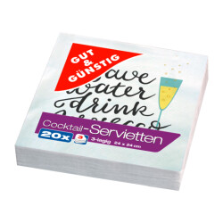 Gut & Günstig Cocktailservietten Save Water...