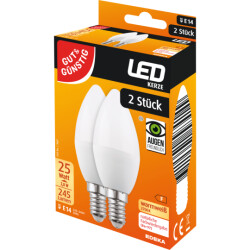 Gut &amp; G&uuml;nstig LED-Kerze E14 245lm 2700K F 2,8W 2ST